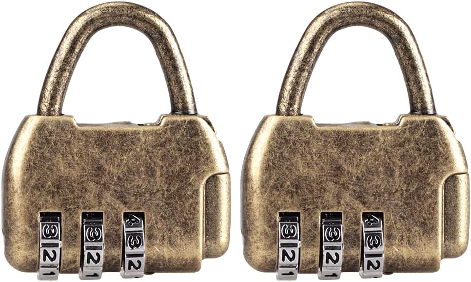Antique Bronze Handbag Shaped Combination Locks for Jewelry Box, Cabinet, Drawer, Suitcase - Set of 2