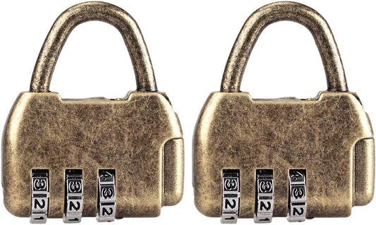 Antique Bronze Handbag Shaped Combination Locks for Jewelry Box, Cabinet, Drawer, Suitcase - Set of 2