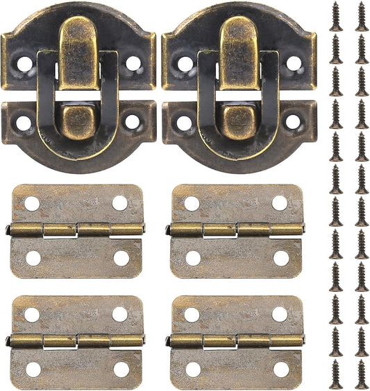 Antique Bronze Mini Hinges and Latches Kit for Jewelry Box and Crafts