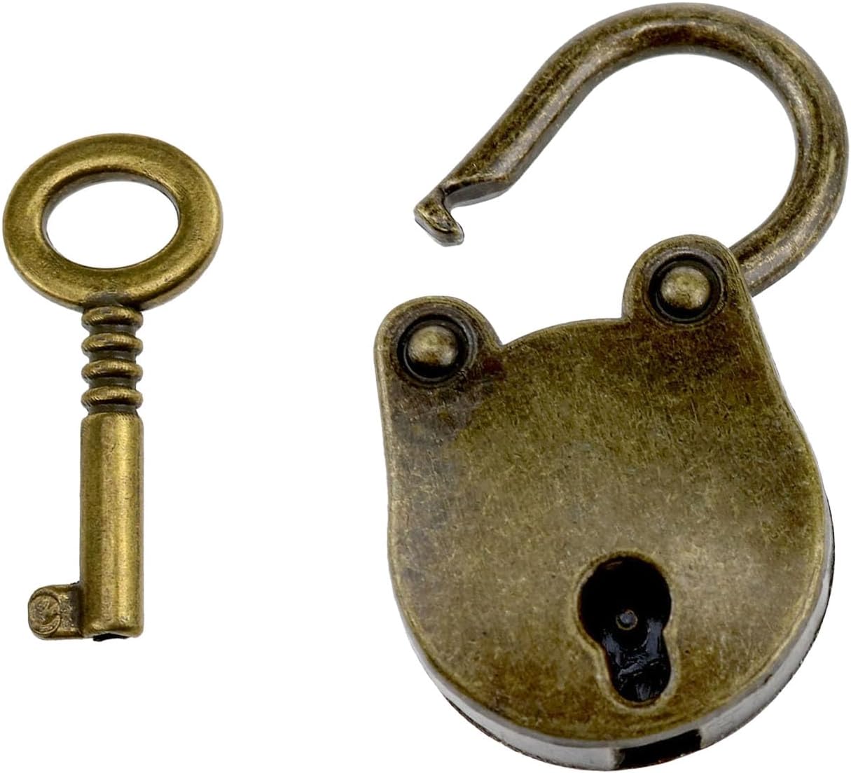 Antique Embossing Decorative Brass Hasp Clasp with Padlocks for Small Wooden Box - 1pc
