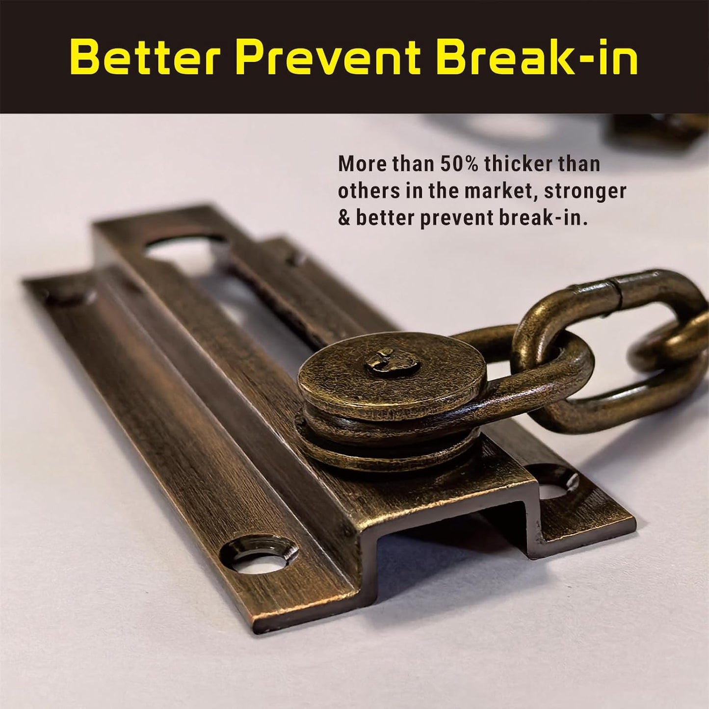 Antique Finished Solid Brass Security Door Lock Chain - Heavy-Duty, Rust-Resistant Long Chain Lock Guard