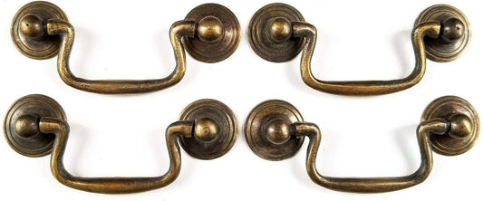 Antique Style Brass Swan Neck Bail Pull Drawer Cabinet Handles - 2-3/4" Center - #H43