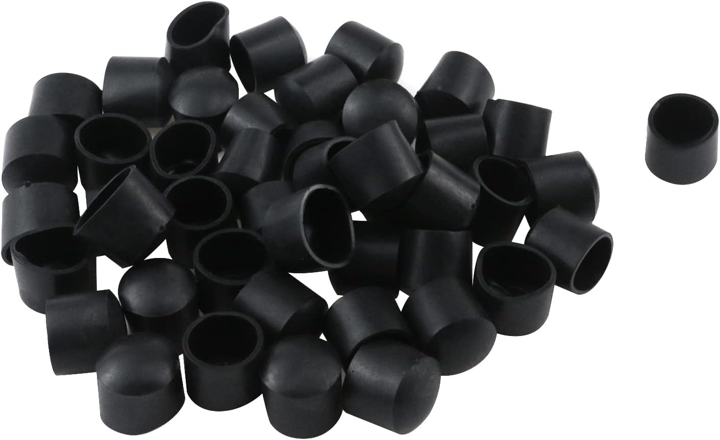 Antrader 48Pcs Round PVC Rubber Furniture Foot Table Leg End Caps, 0.6 Inches, Black - Chair Cover Protectors
