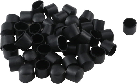 Antrader 48Pcs Round PVC Rubber Furniture Foot Table Leg End Caps, 0.6 Inches, Black - Chair Cover Protectors