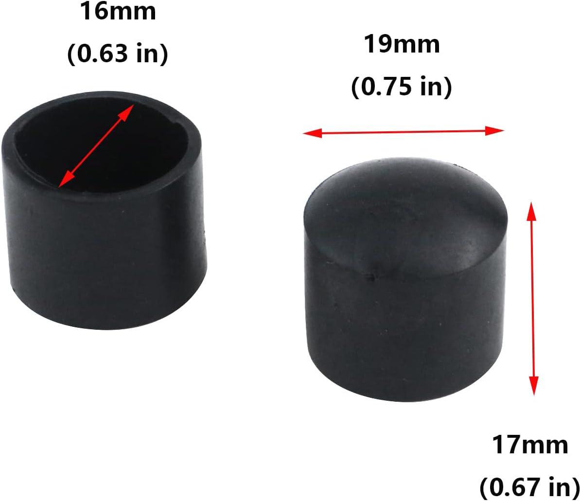 Antrader 48Pcs Round PVC Rubber Furniture Foot Table Leg End Caps, 0.6 Inches, Black - Chair Cover Protectors
