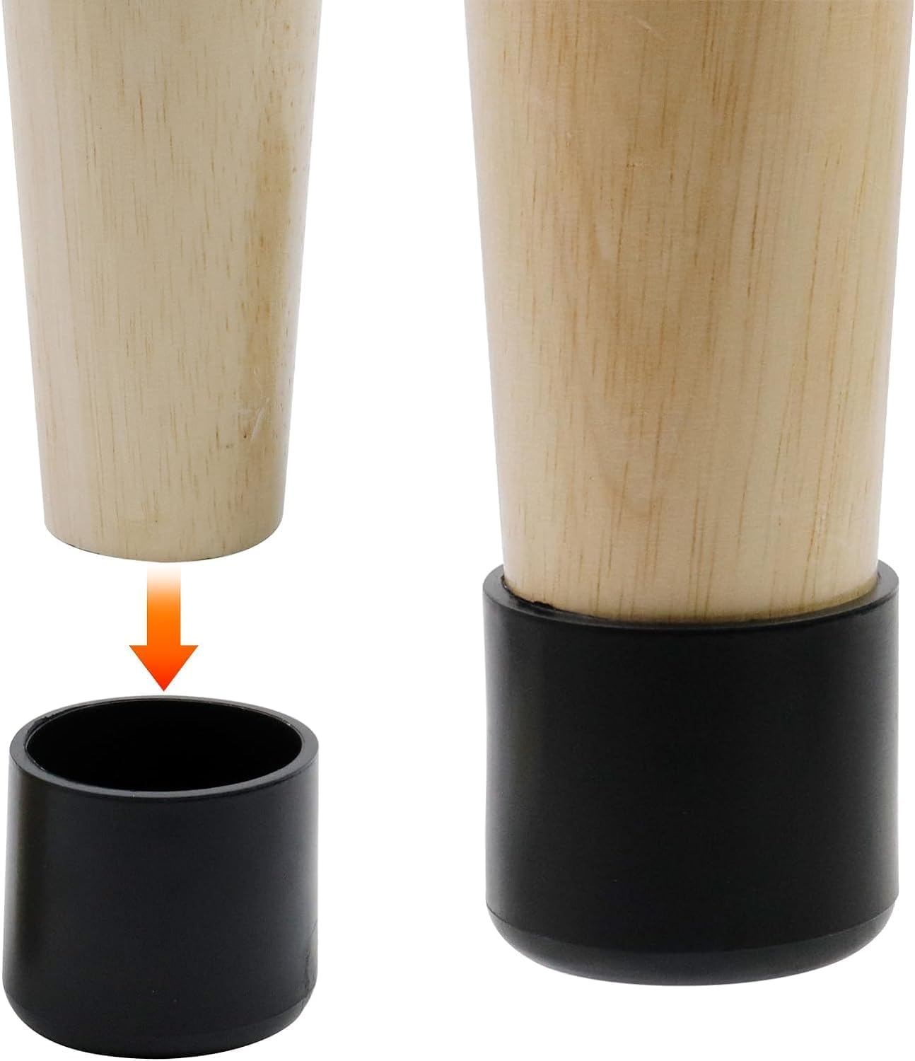 Antrader 48Pcs Round PVC Rubber Furniture Foot Table Leg End Caps, 0.6 Inches, Black - Chair Cover Protectors