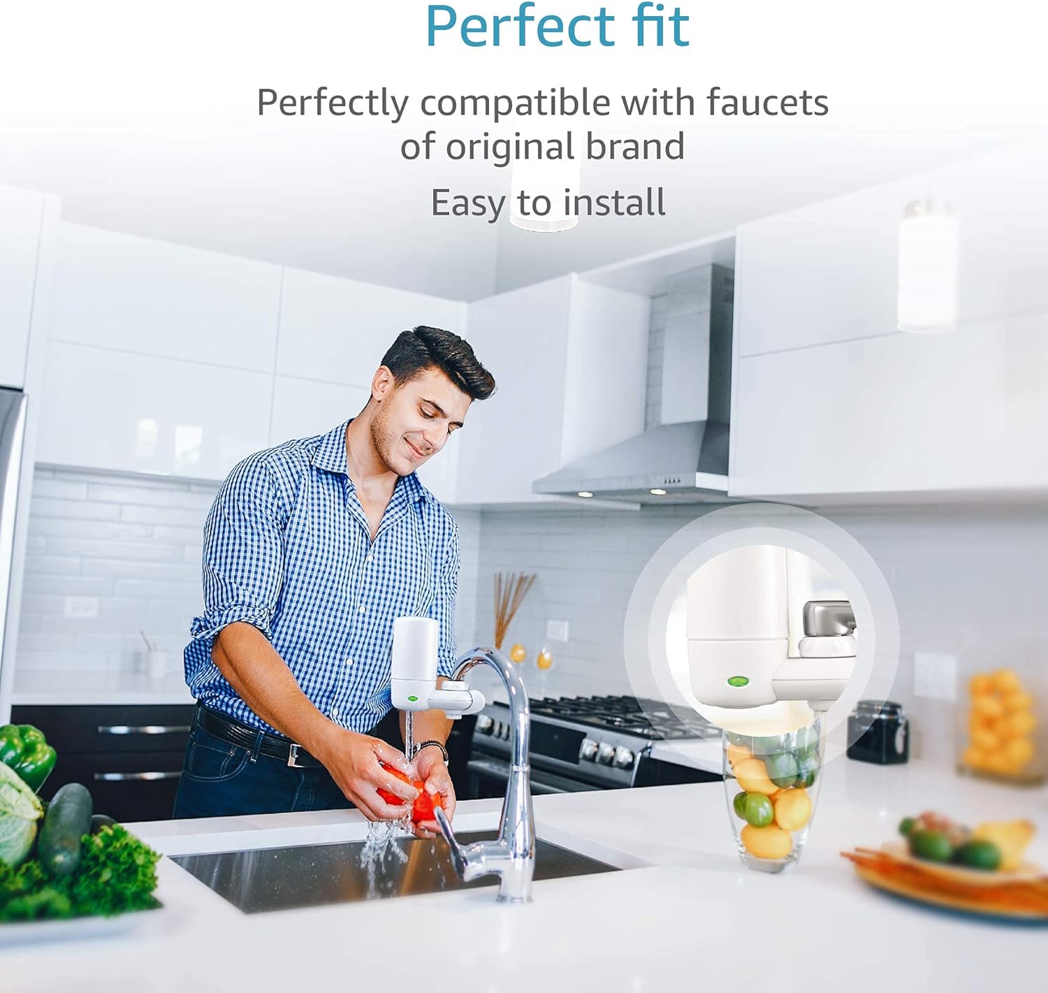 AQUA CREST Replacement Faucet Filter Cartridge for Brita Faucet - BPA Free Chrome