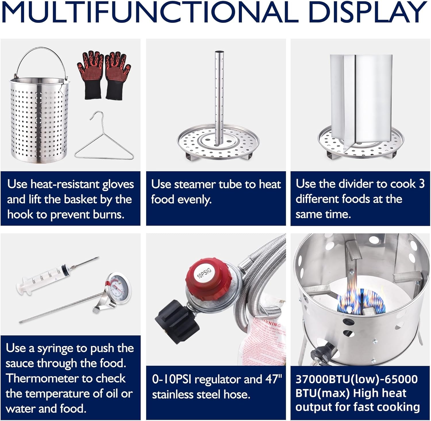 ARC 32QT Stainless Steel Turkey Fyrer Kit with Burner and Seafood Boil Pot - Ideal for Crawfish, Tamale, and Crab Boils