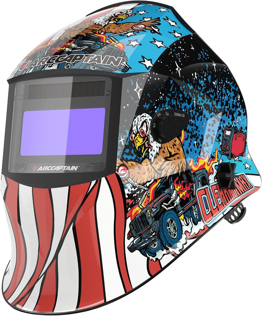 ARCCAPTAIN HSH-S800 Welding Helmet with Large Viewing Screen, Top Optical Clarity, Auto Darkening, 4 Arc Sensor, True Color, Fly Eagle Design