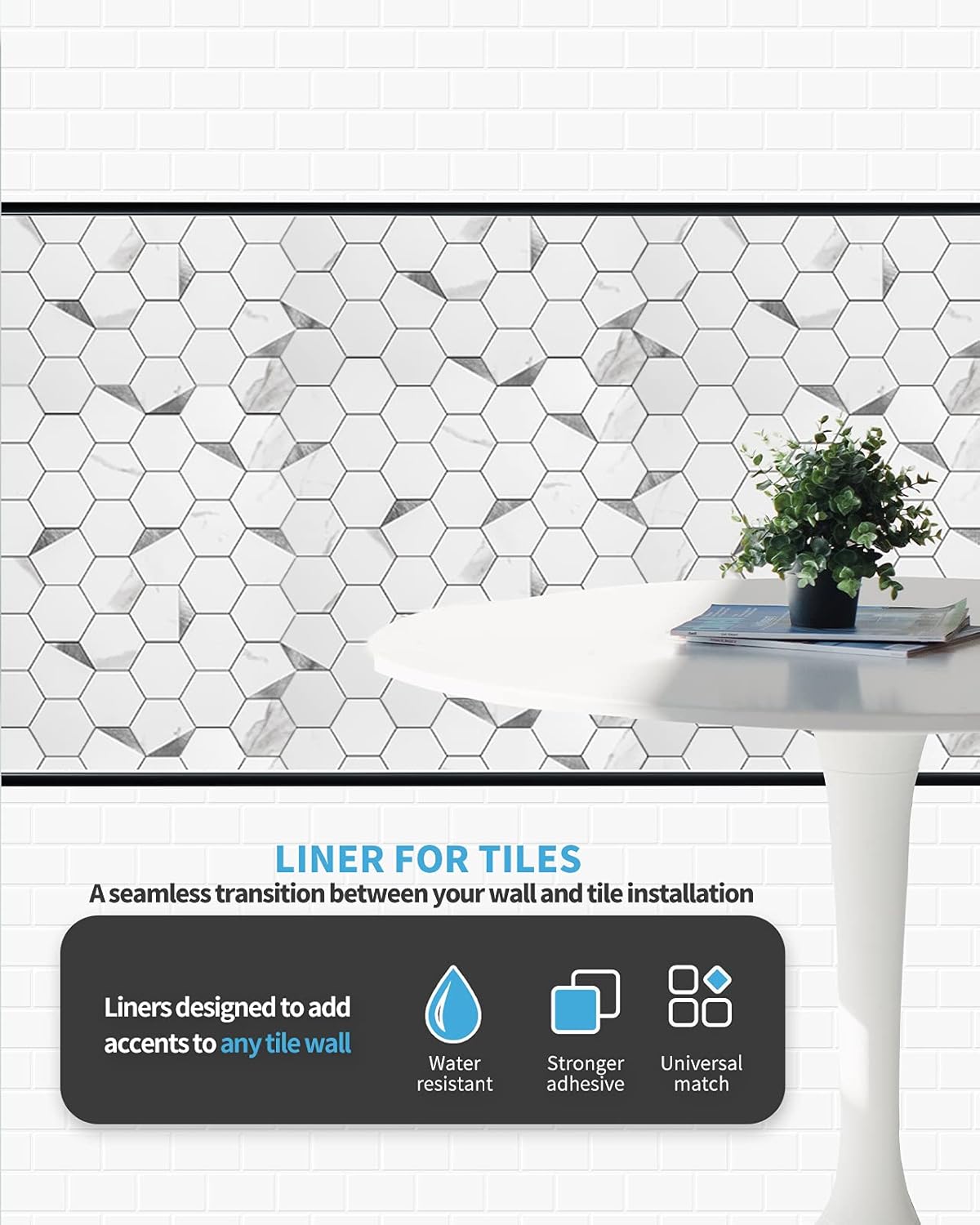 Art3d 25 Ft Peel and Stick Black Trim for Backsplash Tile Edge - Self-Adhesive Corner Decor Liner