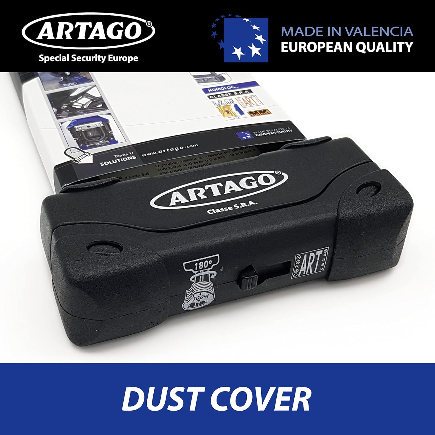 Artago 18ART270 High-End Motorcycle U Lock: SRA, Sold Secure Gold, ART4 Approved, Bunker Selection, 18mm, Double MRT Armored Lock, 85x245mm - Maximum Theft Security