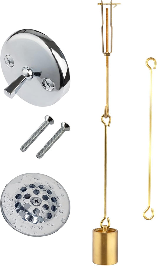 Artiwell Tub Drain Linkage Assembly with Trip Lever, Strainer Cove - Compatible with Bathtub Waste and Overflow Drain