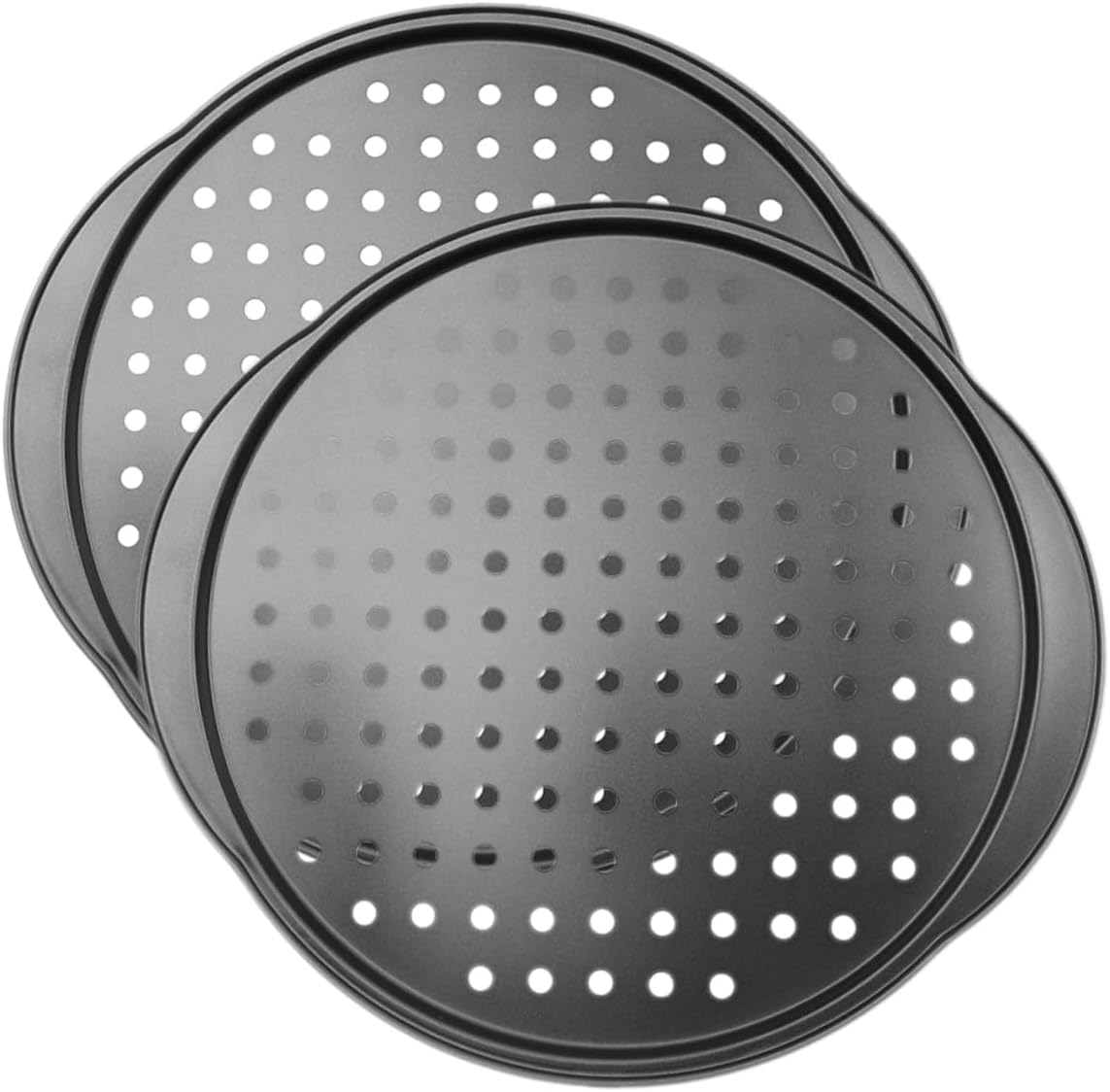 ASAKKURA Carbon Steel Nonstick Pizza Plate Set - Versatile Baking Pans for Pizza, Sandwiches, and Sausage - 2 Pieces