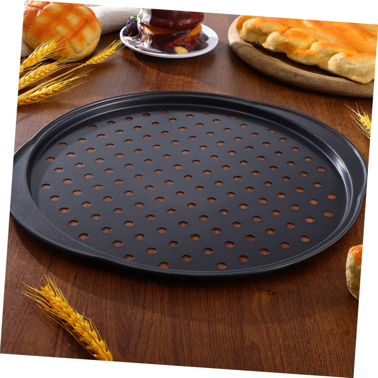 ASAKKURA Carbon Steel Nonstick Pizza Plate Set - Versatile Baking Pans for Pizza, Sandwiches, and Sausage - 2 Pieces