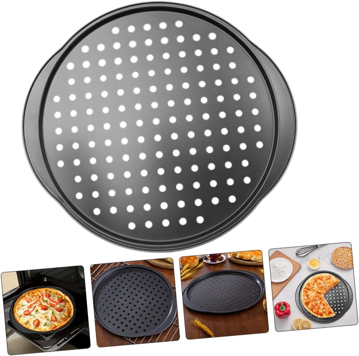 ASAKKURA Carbon Steel Nonstick Pizza Plate Set - Versatile Baking Pans for Pizza, Sandwiches, and Sausage - 2 Pieces