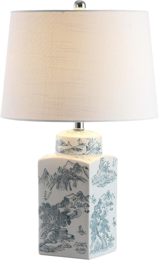 Audrey 24.5" Chinoiserie LED Table Lamp in Blue/White for Bedroom, Living Room, Office - Includes LED Bulb