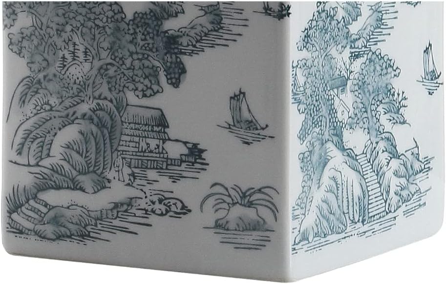 Audrey 24.5" Chinoiserie LED Table Lamp in Blue/White for Bedroom, Living Room, Office - Includes LED Bulb