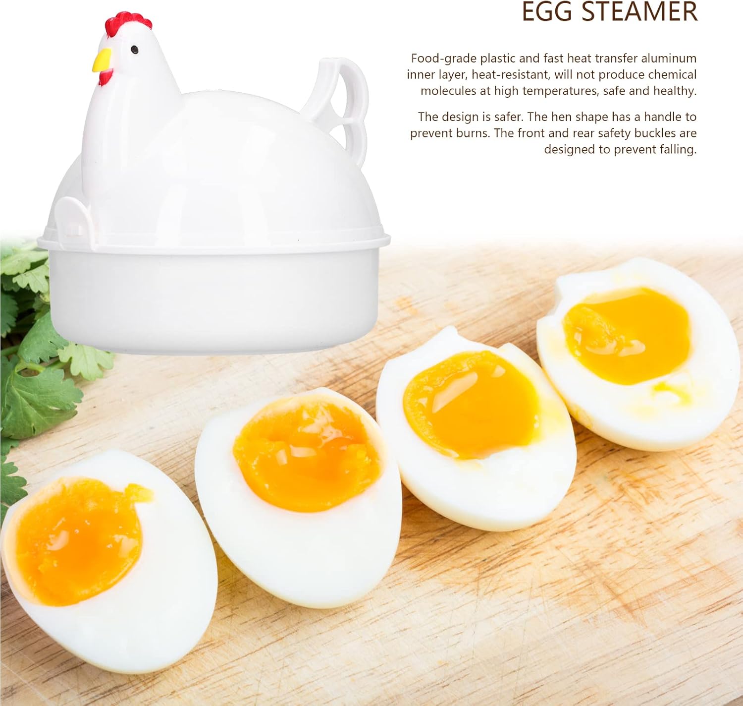 AUNMAS Chicken Shaped Egg Cooker for Microwave - Poacher & Boiler for 4 Eggs in Home Kitchen
