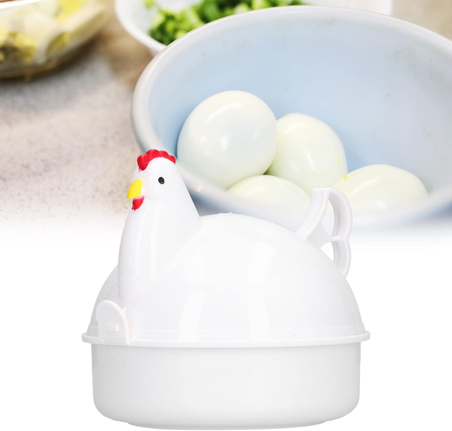 AUNMAS Chicken Shaped Egg Cooker for Microwave - Poacher & Boiler for 4 Eggs in Home Kitchen