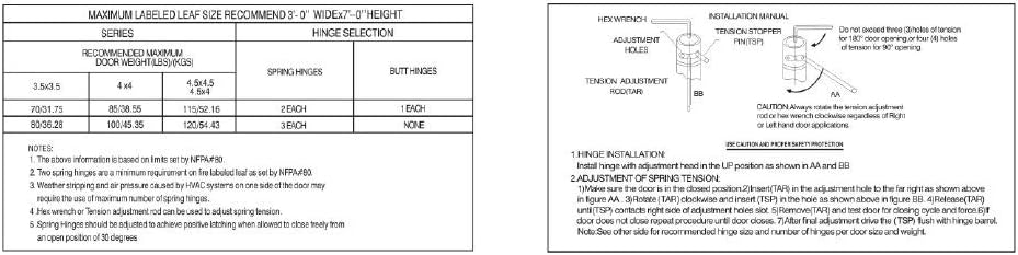 Auto Close Spring Door Hinges, 4 Inch, Brass Finish, 2 Pack, Adjustable Self Closing Hinges