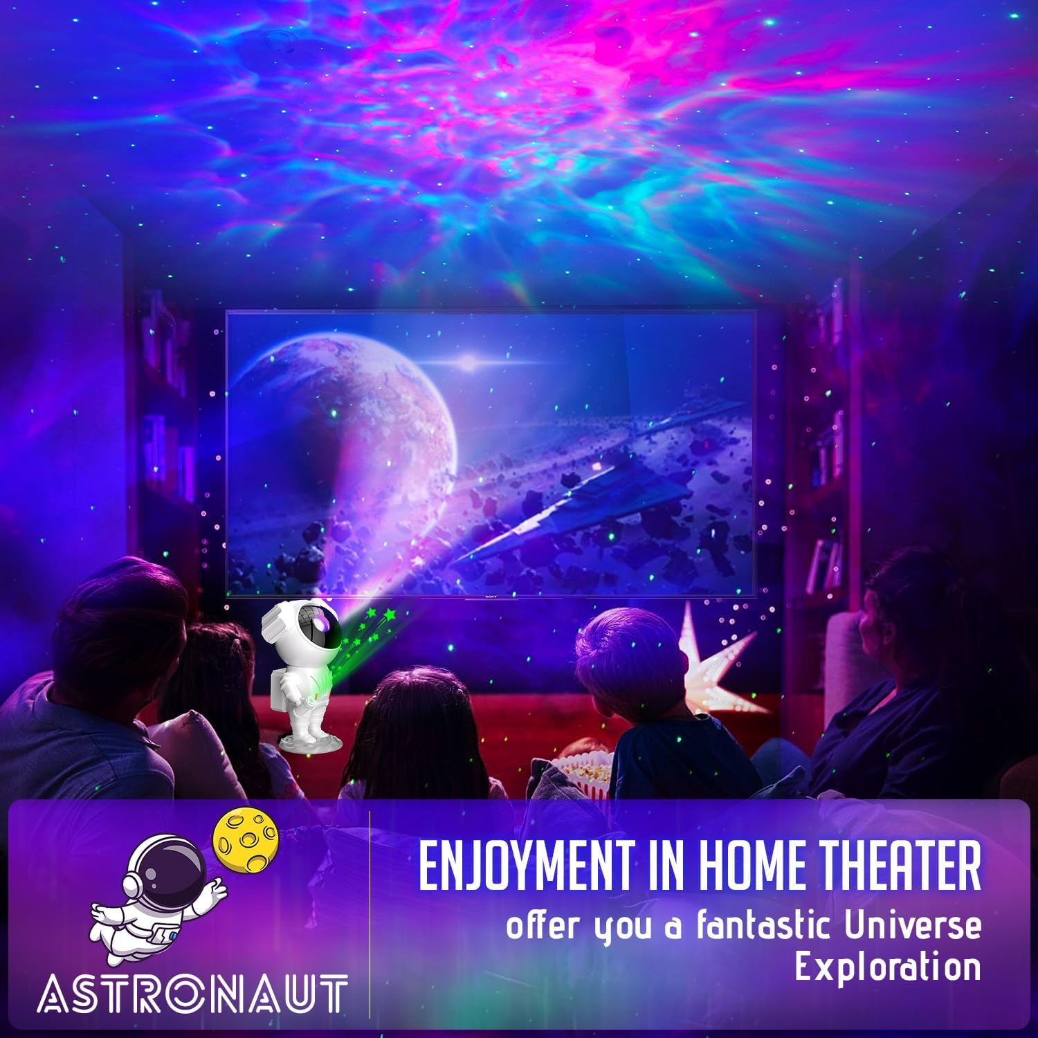 AUYLE Astronaut Galaxy Projector with Timer and Remote Control - Star Projector Galaxy Light for Bedroom, Kids Night Light - Perfect for Ceiling, Party, Game Room - Xmas New Year Gift Ideas