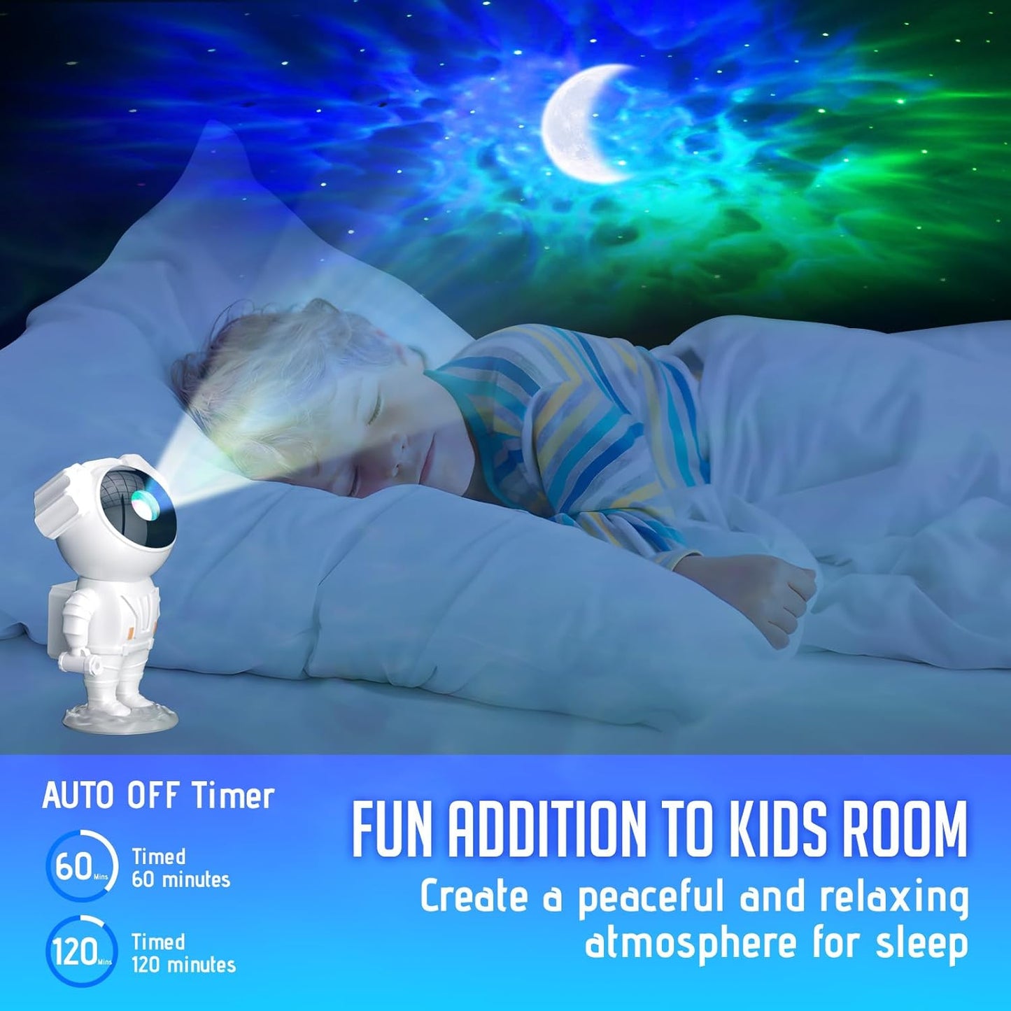 AUYLE Astronaut Galaxy Projector with Timer and Remote Control - Star Projector Galaxy Light for Bedroom, Kids Night Light - Perfect for Ceiling, Party, Game Room - Xmas New Year Gift Ideas