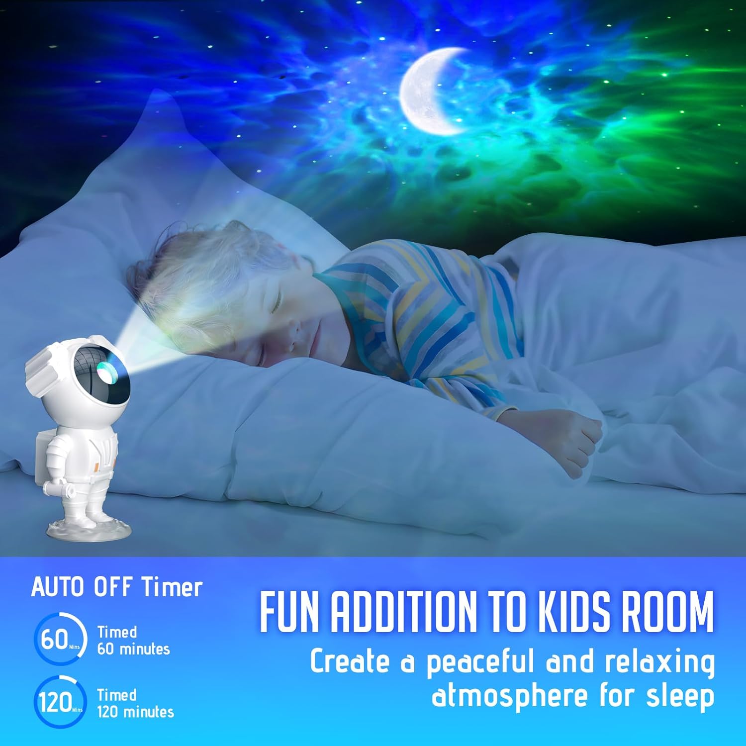 AUYLE Astronaut Galaxy Projector with Timer and Remote Control - Star Projector Galaxy Light for Bedroom, Kids Night Light - Perfect for Ceiling, Party, Game Room - Xmas New Year Gift Ideas