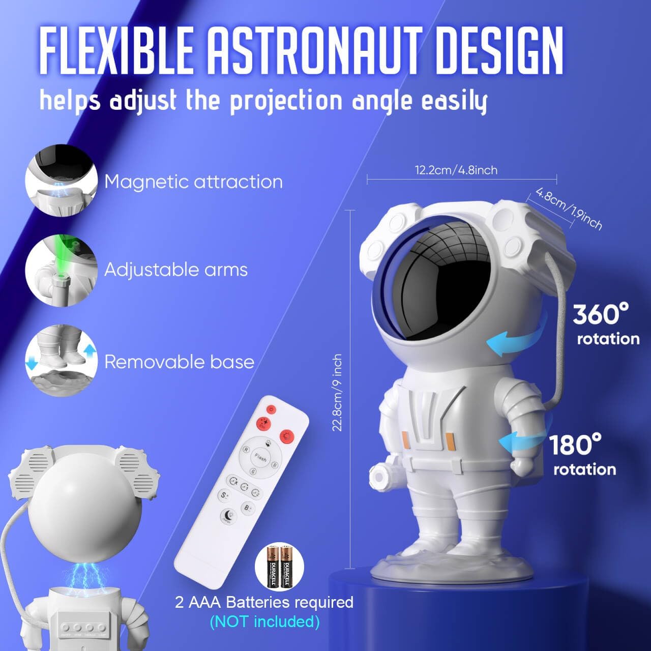 AUYLE Astronaut Galaxy Projector with Timer and Remote Control - Star Projector Galaxy Light for Bedroom, Kids Night Light - Perfect for Ceiling, Party, Game Room - Xmas New Year Gift Ideas