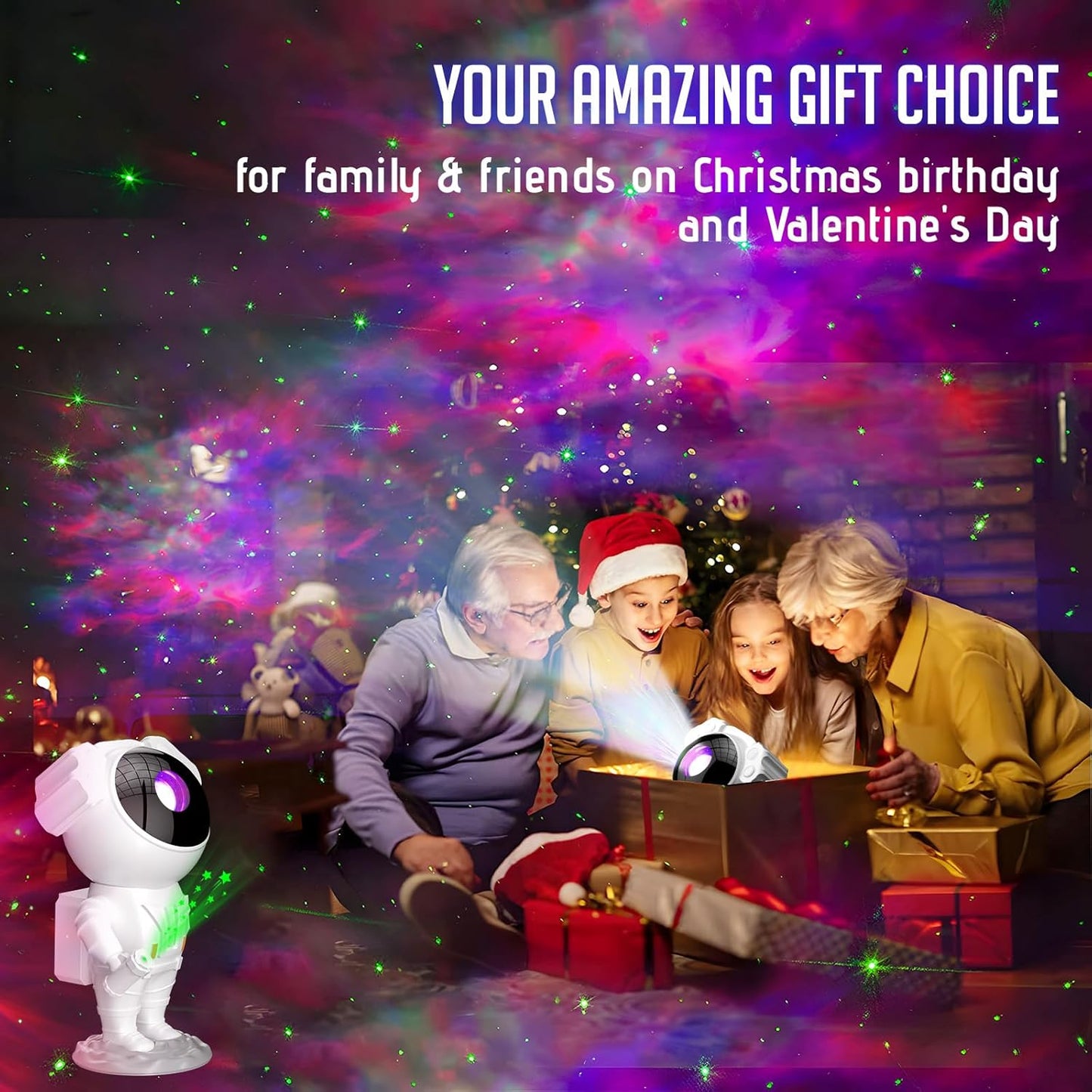 AUYLE Astronaut Galaxy Projector with Timer and Remote Control - Star Projector Galaxy Light for Bedroom, Kids Night Light - Perfect for Ceiling, Party, Game Room - Xmas New Year Gift Ideas