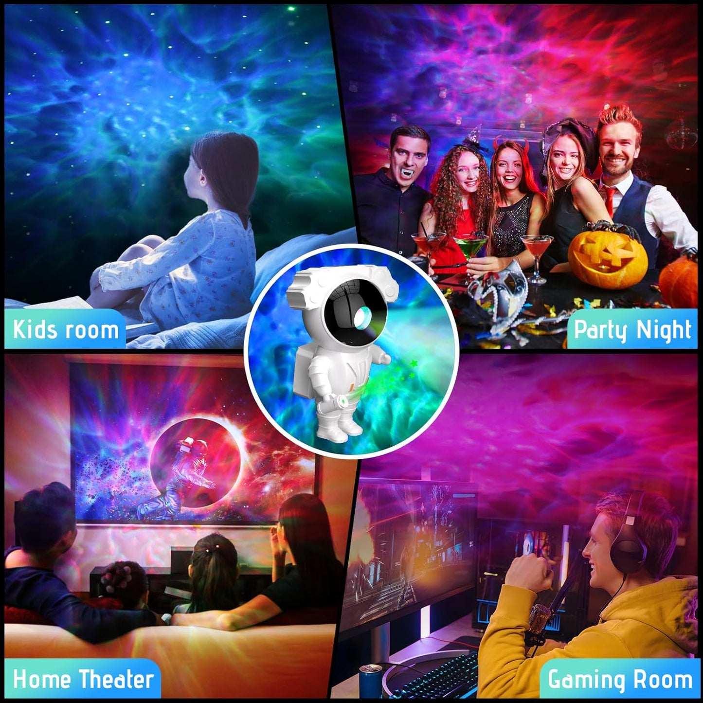 AUYLE Astronaut Galaxy Projector with Timer and Remote Control - Star Projector Galaxy Light for Bedroom, Kids Night Light - Perfect for Ceiling, Party, Game Room - Xmas New Year Gift Ideas
