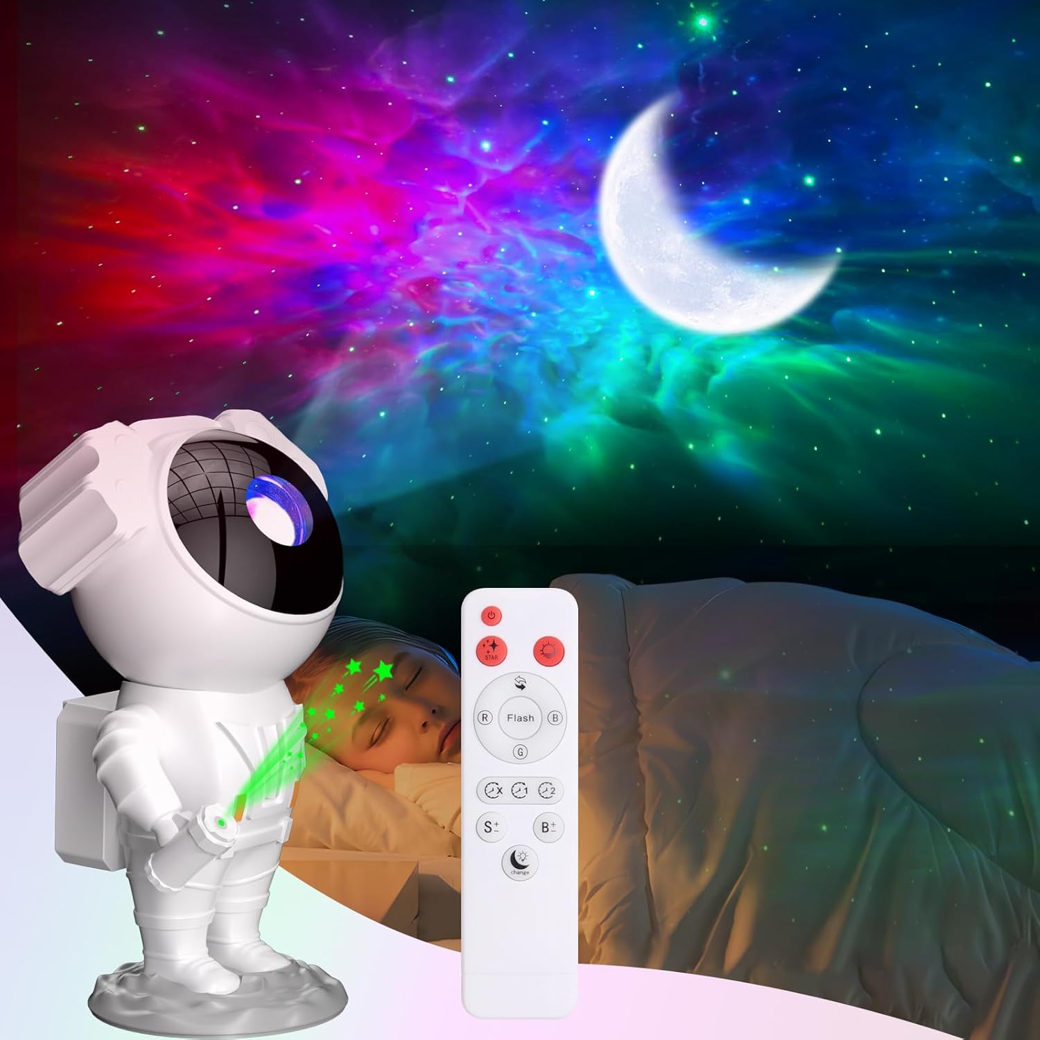 AUYLE Astronaut Galaxy Projector with Timer and Remote Control - Star Projector Galaxy Light for Bedroom, Kids Night Light - Perfect for Ceiling, Party, Game Room - Xmas New Year Gift Ideas