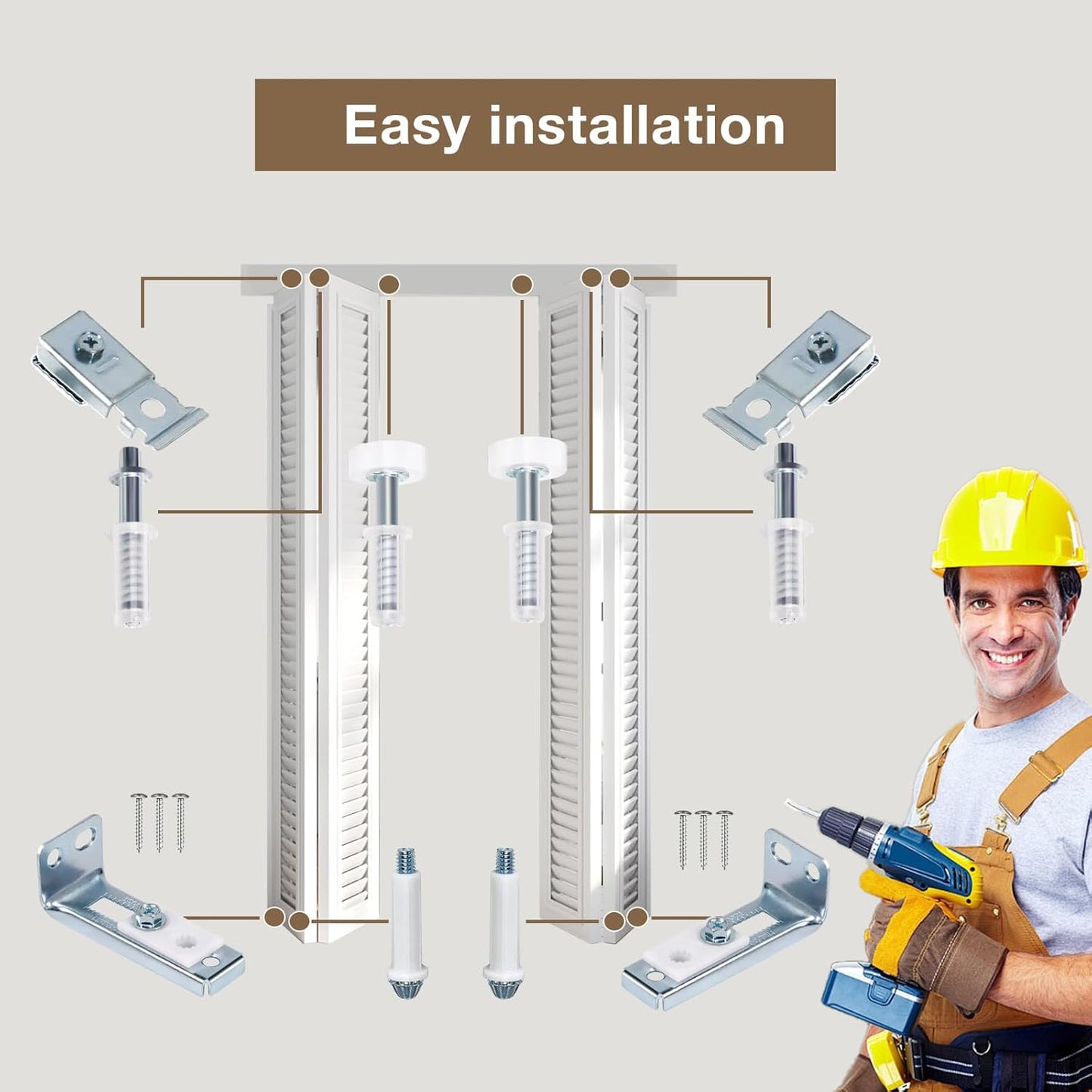 AWDIA Bifold Door Hardware Repair Kit for 7/8" to 1" Sliding Door Track - Complete Replacement Set for Bifold Closet Doors (2 Pack) - WildKart