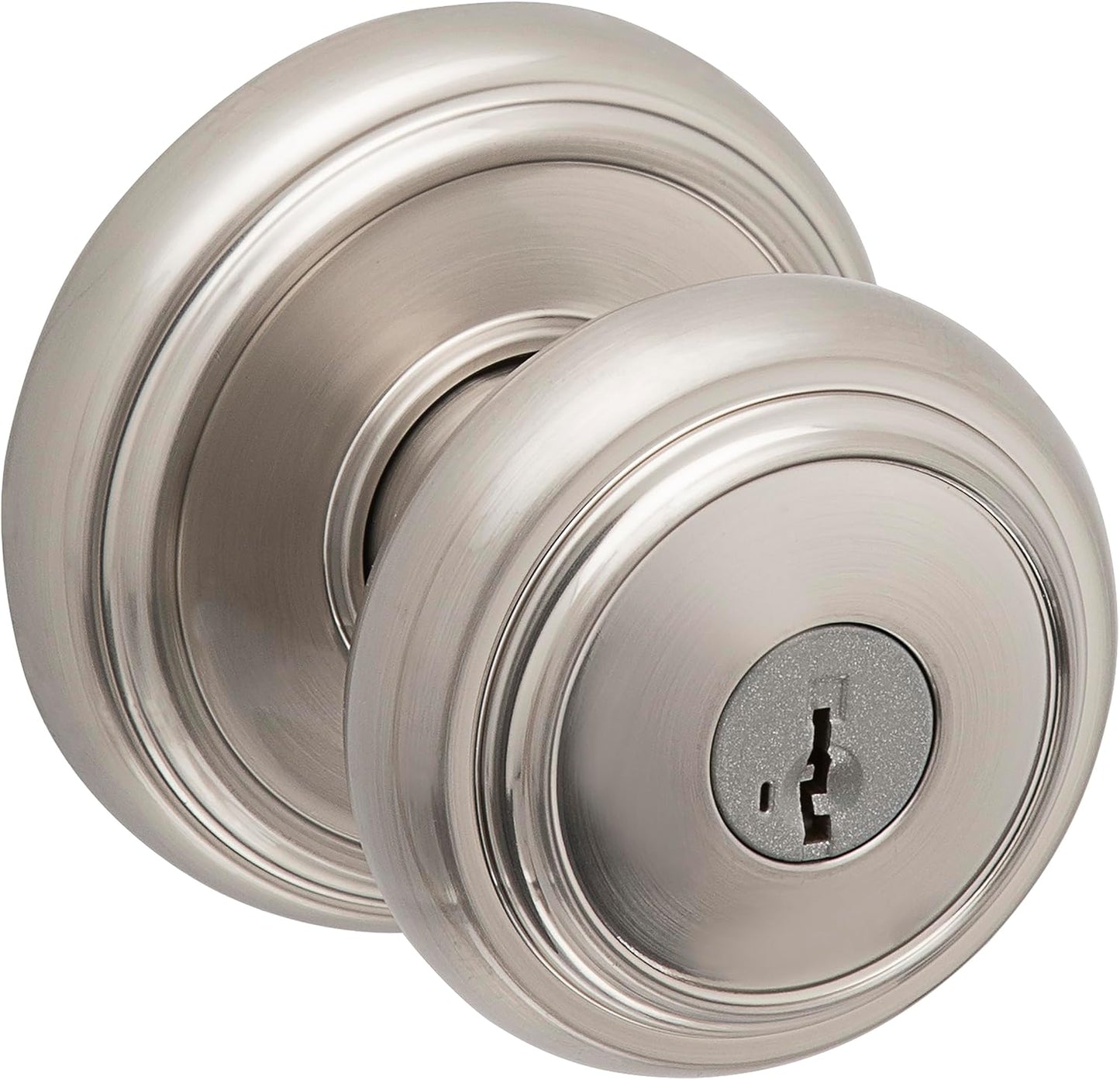 Baldwin Alcott Entry Door Knob Handle with SmartKey Re-key Technology, Microban Protection, Satin Nickel