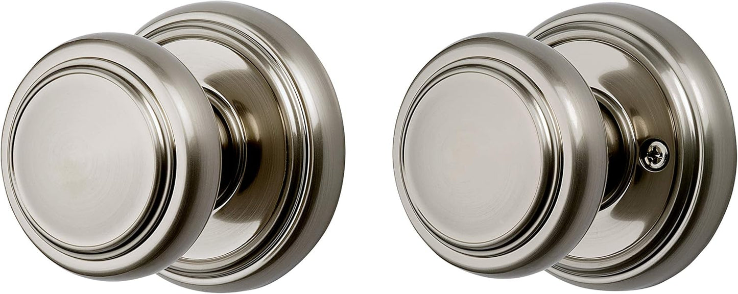Baldwin Alcott Satin Nickel Interior Passage Door Knob with Microban Protection for Hallway, Closet, Rooms