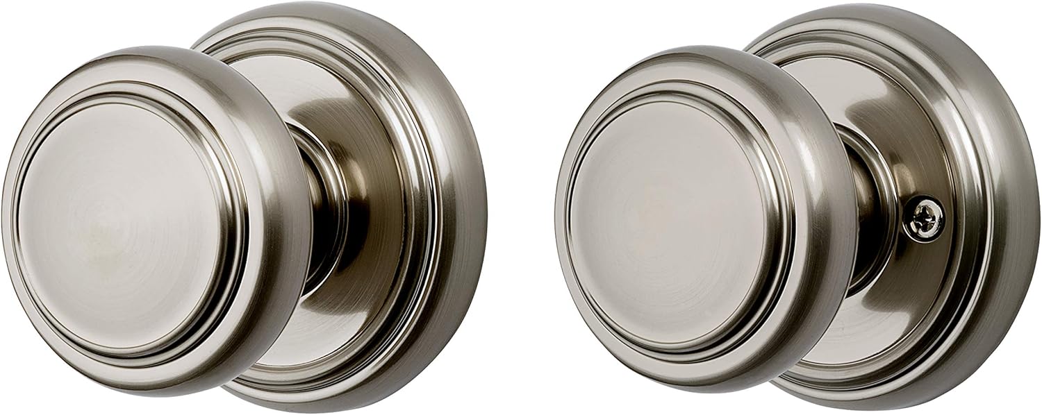 Baldwin Alcott Satin Nickel Interior Passage Door Knob with Microban Protection for Hallway, Closet, Rooms