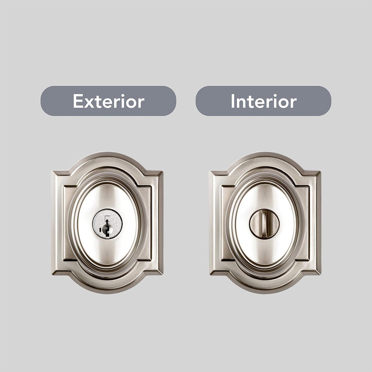 Baldwin Carnaby Entry Door Knob Handle with SmartKey Re-key Technology & Microban Protection - Satin Nickel