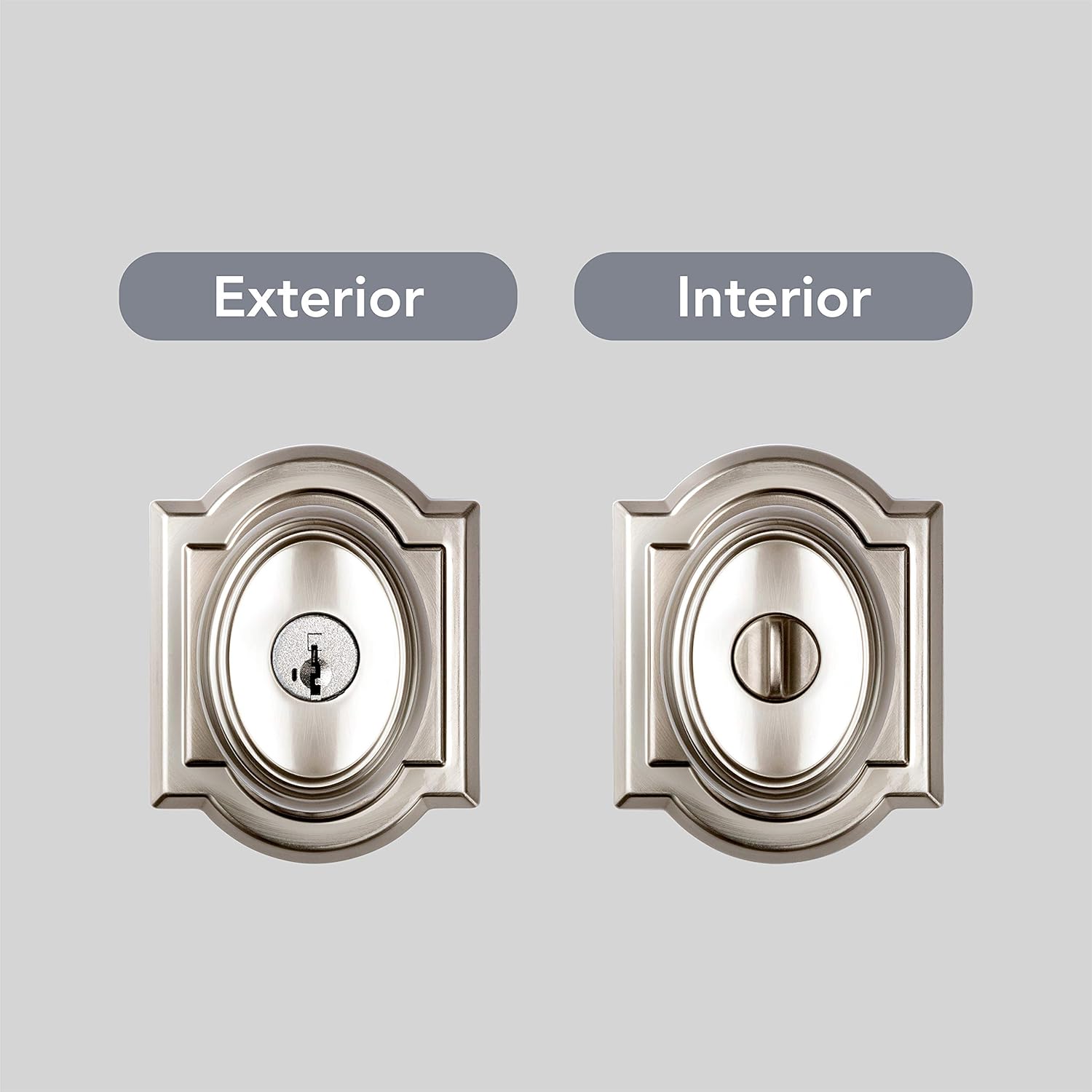 Baldwin Carnaby Entry Door Knob Handle with SmartKey Re-key Technology & Microban Protection - Satin Nickel