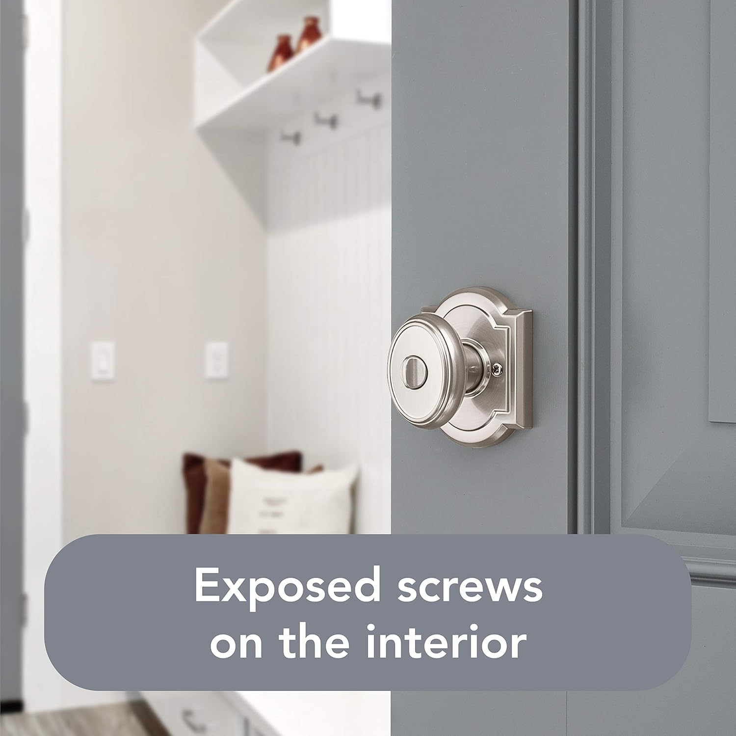 Baldwin Carnaby Entry Door Knob Handle with SmartKey Re-key Technology & Microban Protection - Satin Nickel