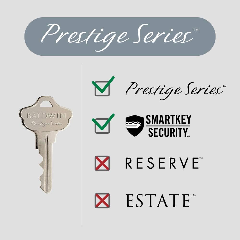 Baldwin Carnaby Entry Door Knob Handle with SmartKey Re-key Technology & Microban Protection - Satin Nickel