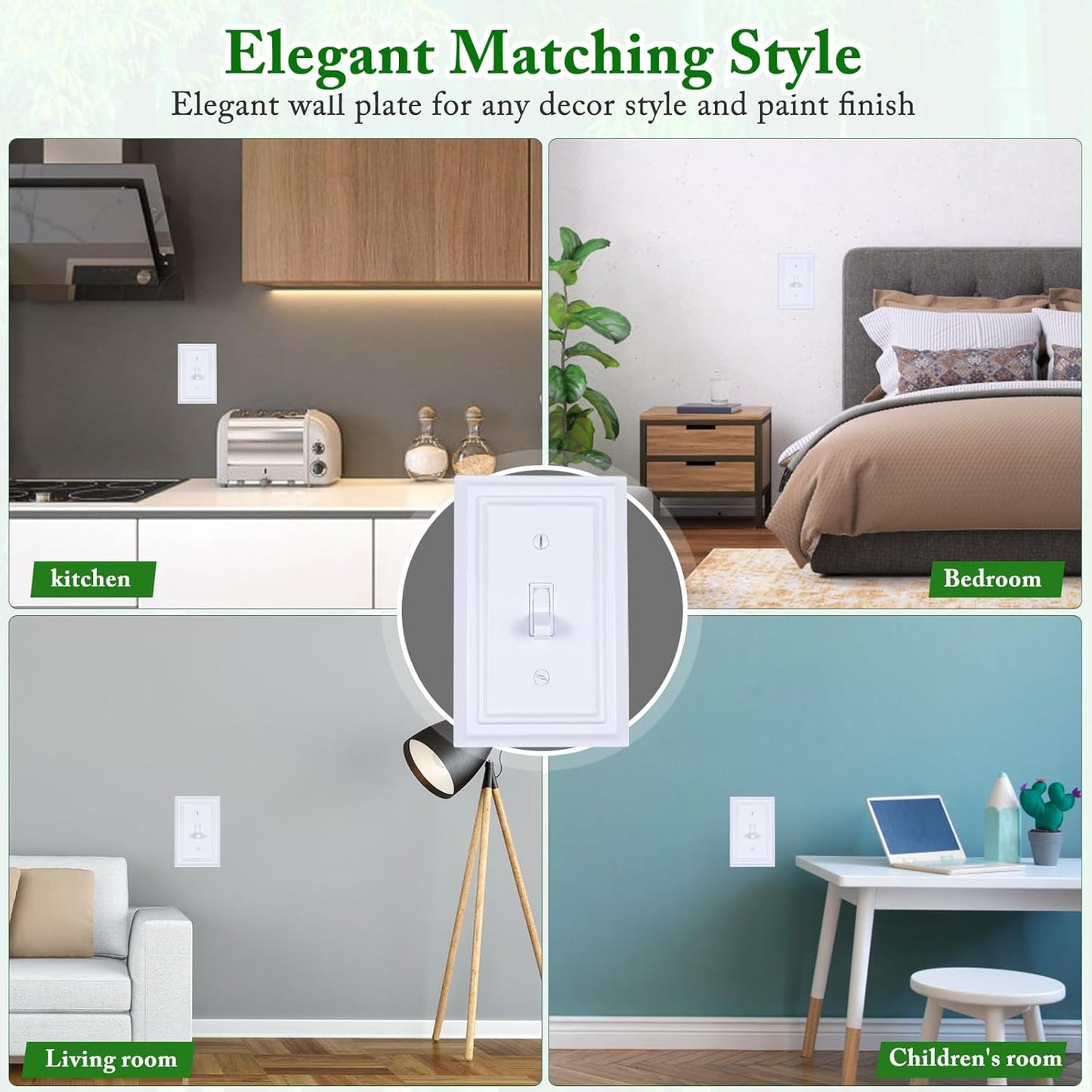 Bamboo Fiber Light Switch Covers - Natural Material Outlet Plates (1 Gang Toggle 4 Pack)