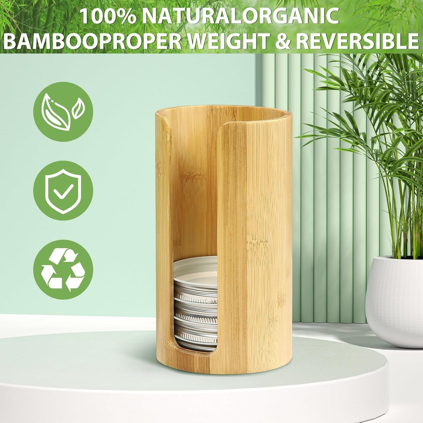Bamboo Mason Jar Lid Organizer Set - 2 Pieces for Wide and Regular Mouth Lids