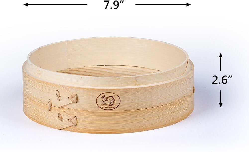 Bamboo Steamer Set with 1 Tier, 1 Lid - Chinese Traditional Kitchen Tool for Food Cooking - 8" Mini Steamer Basket