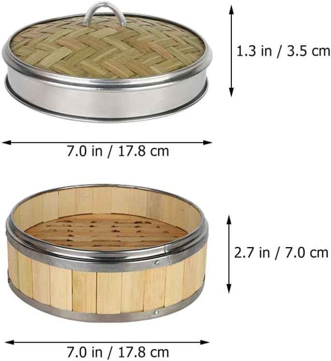 Bamboo Vegetable Steamer Pot Set with Lidded Basket for Kitchen Cooking