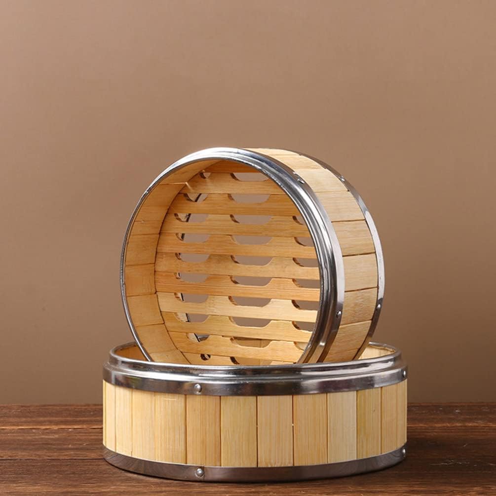 Bamboo Vegetable Steamer Pot Set with Lidded Basket for Kitchen Cooking