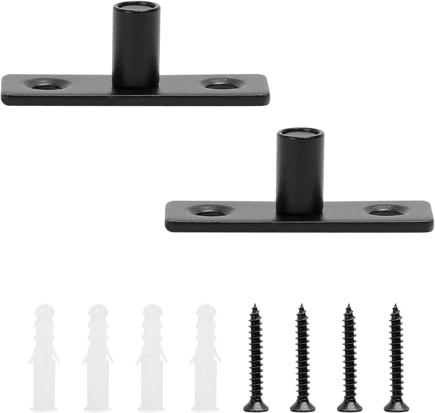 Barn Door Floor Guide Set of 2, T Shape Sliding Door Roller Guides, Matte Black Bottom Mount Floor Guide for Barn Doors