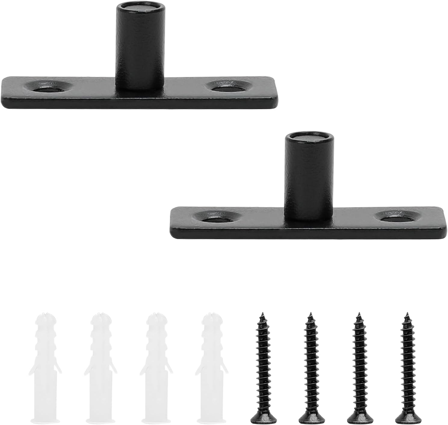 Barn Door Floor Guide Set of 2, T Shape Sliding Door Roller Guides, Matte Black Bottom Mount Floor Guide for Barn Doors