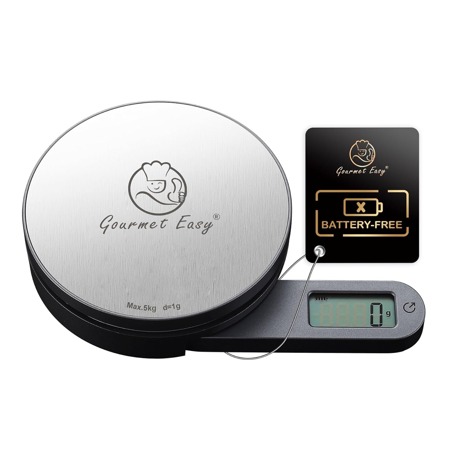 Battery-Free Dynamo Food Scale for Kitchen | Multifunctional Weight Scale in Grams & Ounces for Cooking, Baking & Meal Prep | Round Gourmet Design for Easy Use