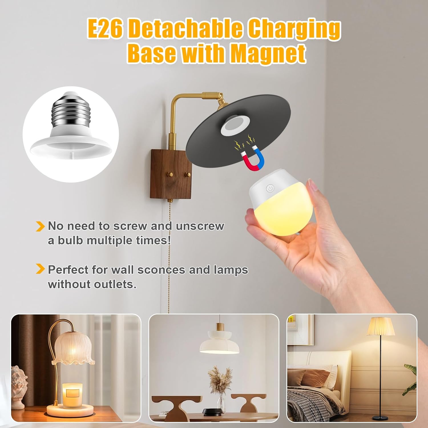 Battery-Operated Rechargeable Light Bulbs with Remote Control, Timer, and 3 Color Temperatures + 9 RGB Colors - 2 Pack