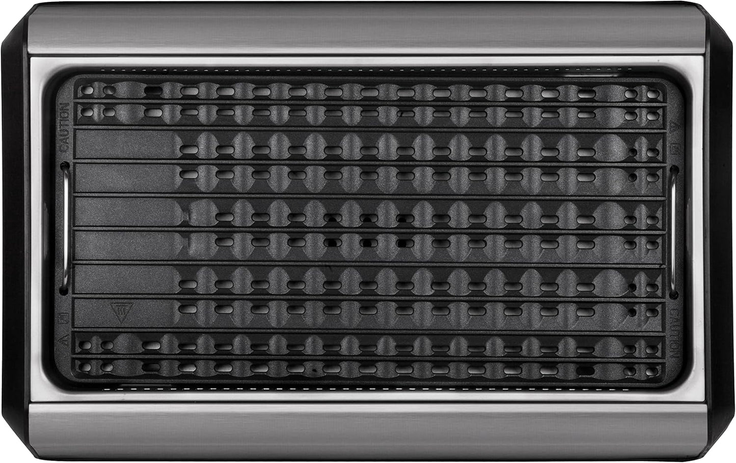 Baumann Living Indoor Smokeless Grill 1500W with Smart LED Touch Screen and Tempered Glass Lid - 2 Ceramic Nonstick Plates - Stainless Steel Design