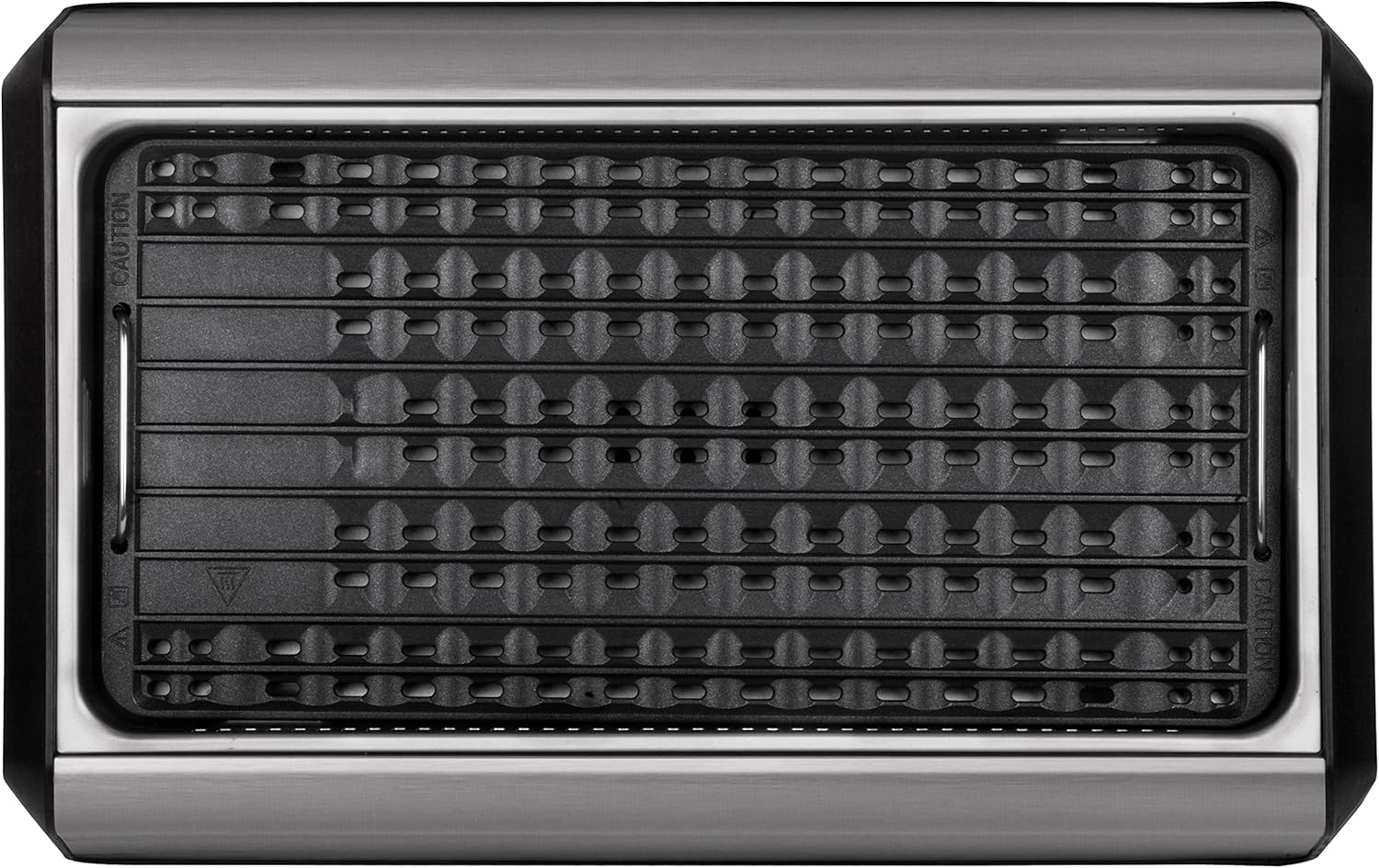 Baumann Living Indoor Smokeless Grill 1500W with Smart LED Touch Screen and Tempered Glass Lid - 2 Ceramic Nonstick Plates - Stainless Steel Design